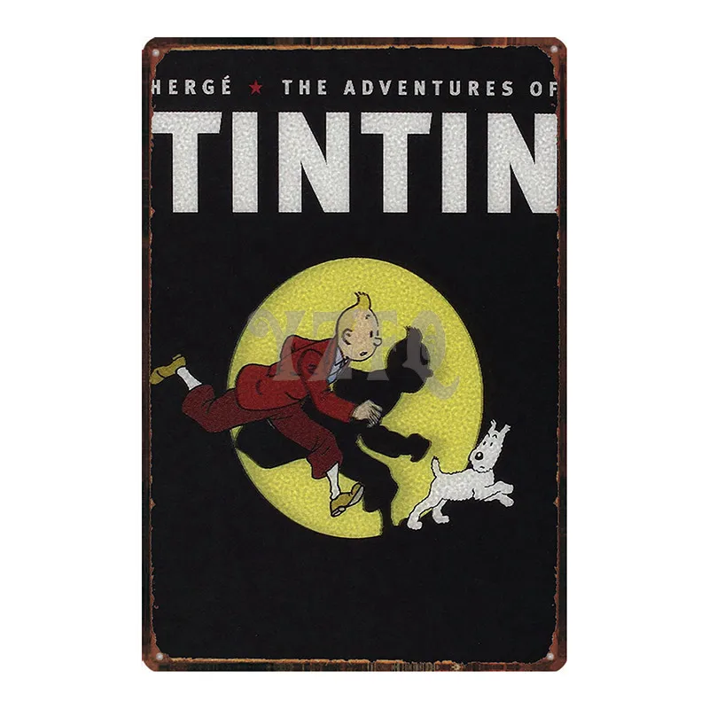 Tintin мультфильм жестяная вывеска металлическая пластина железная живопись детская комната настенный бар домашнее искусство Ремесло Декор 30X20 см DU-2975 - Цвет: DU-2977