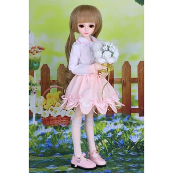 

1/4 BJD Dolls Accessories Set Bory Female Ball Joint Dolls with Makeup and Full Costume Best Gift For Birthday-Fair Skin Color