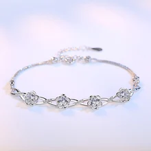 Ювелирные изделия из серебра персикового цвета, 925 пробы браслеты в стиле ретро, фиолетовые серебряные браслеты для женщин, браслет дружбы