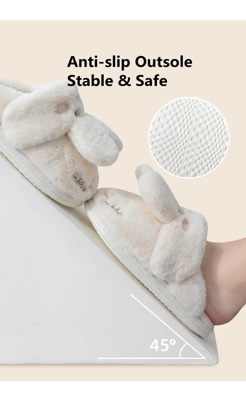 2025, Innen Baumwolle Hausschuhe Frauen Männer Winter Warme Schuhe Weiche Plüsch Niedlichen Cartoon Kaninchen Bär Weiblich Männlich Hause Boden Schuhe – Detail 9