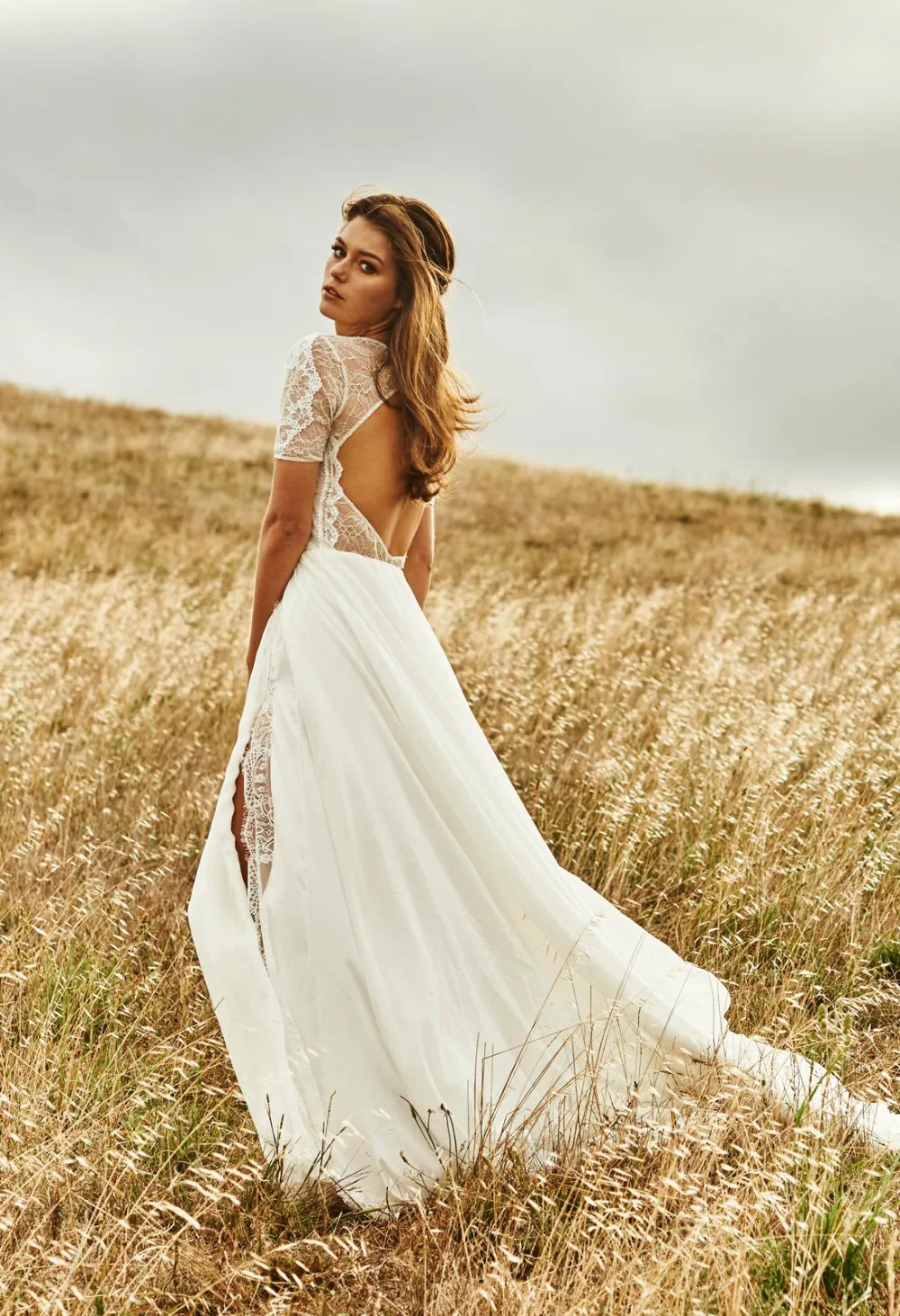 Vestido de noiva Grace Loves кружевное свадебное платье с высоким разрезом с рукавами свадебное кружевное платье с открытой спиной для матери невесты