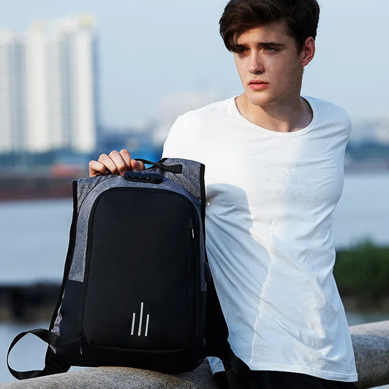 

Multi-functional Anti-Theft Canvas Bag Backpack Men's Business Computer Bag USB Charging Backpack College Student School Bag