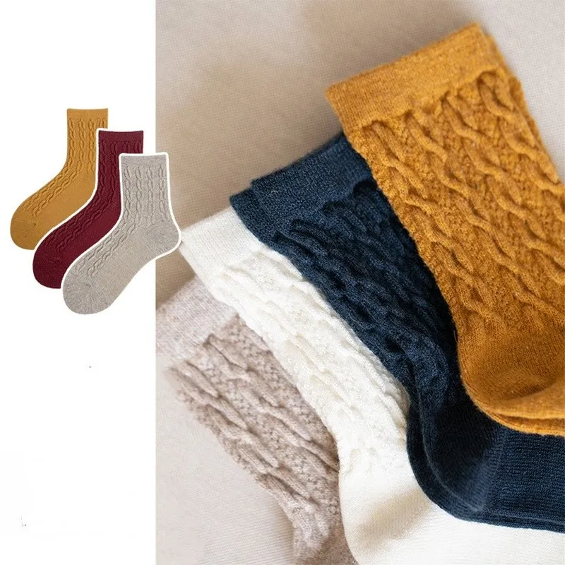 Jeseca/рождественские носки для женщин; сезон осень-зима; плотные теплые шерстяные носки в японском стиле Kawaii; милые мягкие хлопковые винтажные носки в стиле Харадзюку