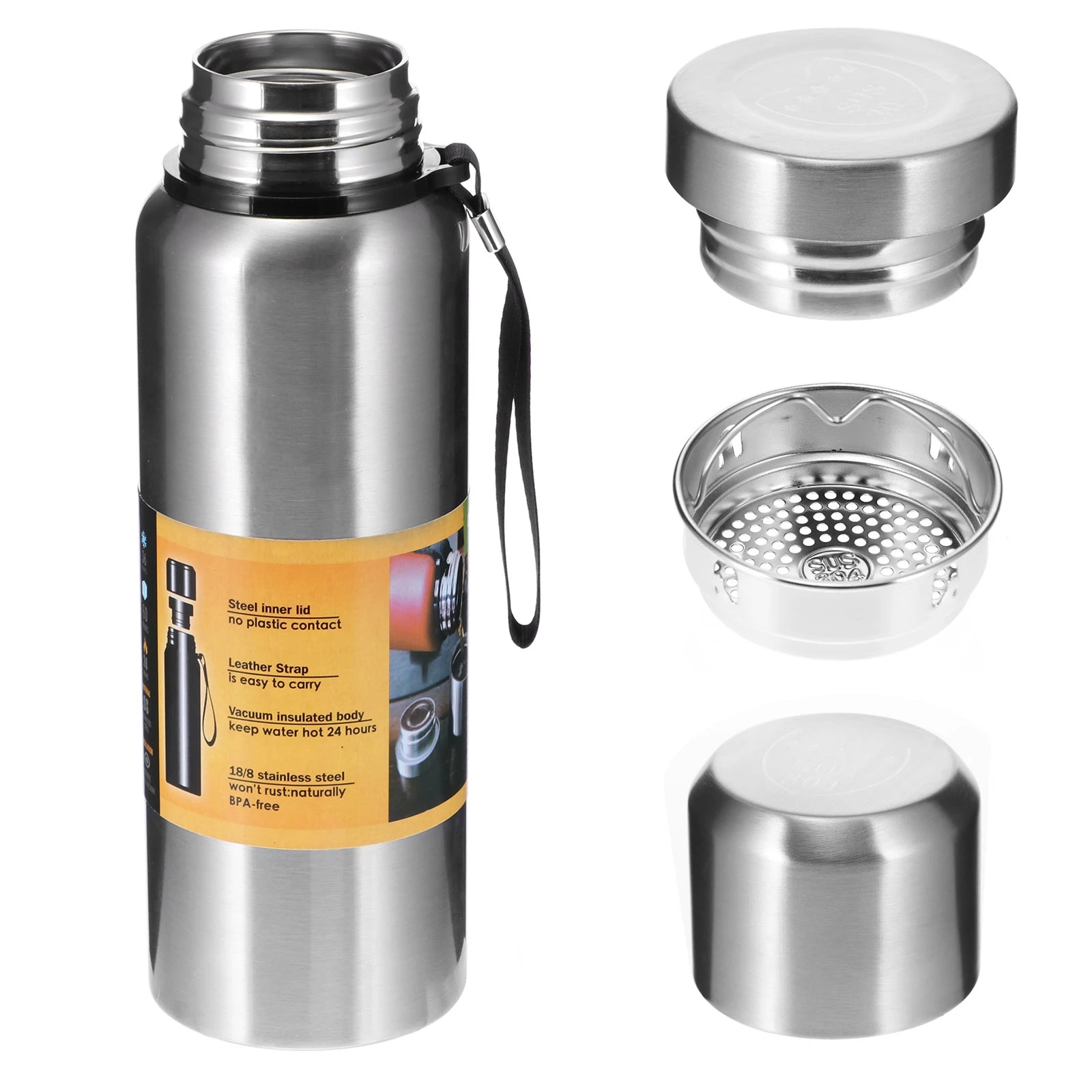 1000ml Vacuum Bottle Stainless Steel Insulate Water Bottle Portable Thermos Flask 30hour Heat
