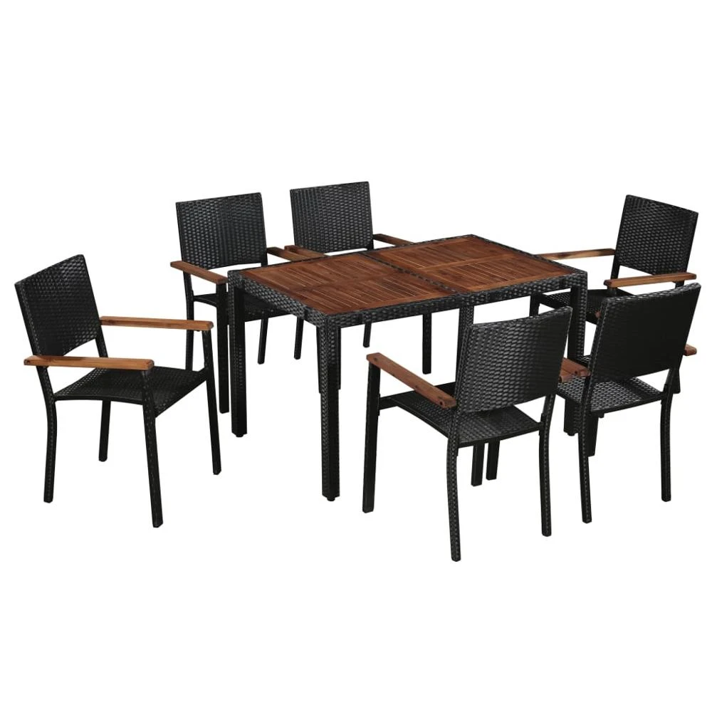 7pcs Outdoor Dining Set Black Modern Garden Furniture Sets Poly Rattan Lounge Set For Garden Patio Balcony Vintage Style Garden Furniture Sets Aliexpress