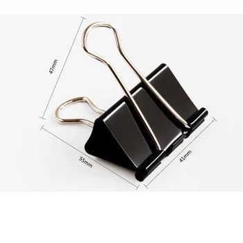 

12 pcs lot 41mm black metal long tail clip swallowtail clip 2# paper clip large phoenix tail fishtail clip deli 9542