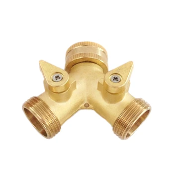 

3/4Inch Garden Hose Splitter Brass Y Shape 2 Way Valve Faucet Taps Water Pipe Connector With Switch DNJ998