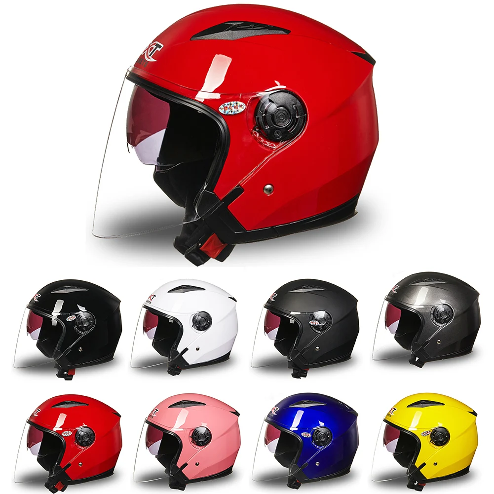 Мотоциклетный шлем с открытым лицом, двойные защитные козырьки объектива, мотоциклетный шлем для электрического велосипеда, шлем для мужчин и женщин, летний скутер, мотоциклетный шлем