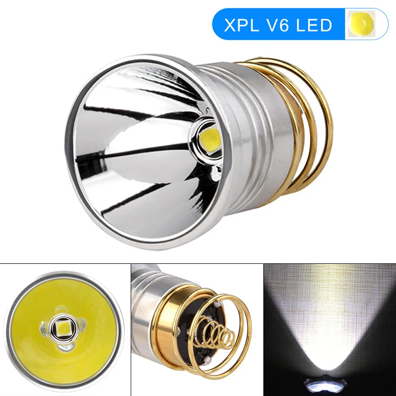 3V-8.4V LED Flashlight Bulbs Replacement XPL V6 Smooth Reflector P60 Drop-in Lamp Fit for Surefire 6P C2 D2 G2 Z2 / 501B 502B