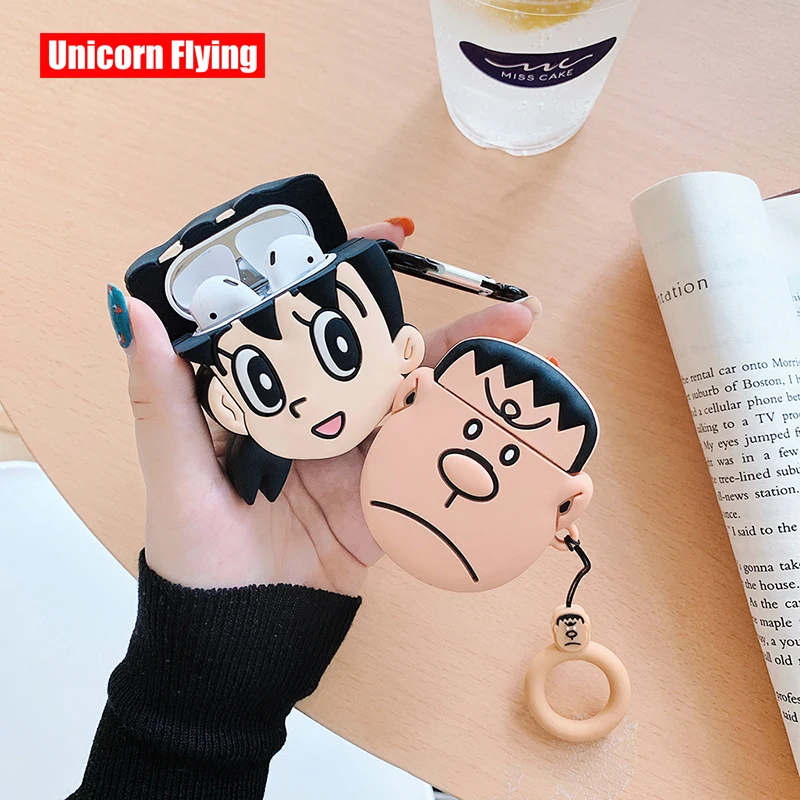 

LinXiang Cartoon Cute Doraemons Minamoto Shizuka Big G Bluetooth Earphone Silicone Protective Case For Apple Airpods 1 2