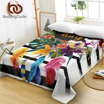 

BeddingOutlet Floral Garland Bed Sheet Pink Bedspread Striped Flat Sheet Flower Home Textiles Feathers Bedlinen Queen sabanas