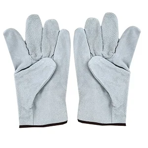 Лидер продаж, износостойкие Нескользящие двухслойные перчатки для электросварщика из воловьей кожи, мужские рабочие перчатки с защитой от трения - Цвет: White