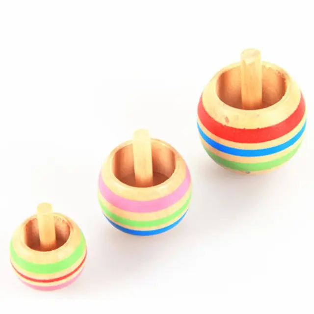 3pcs Wood Flip Over Top Tippie Top Spinning Top Magic Toy Kids Toys Boys Favor Gift 3