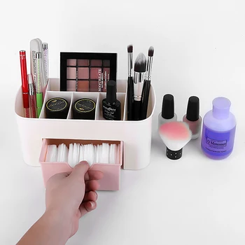 

Nail Tool Storage Box 3 Colors Portable Desktop Plastic Storage Box Jewelry Nail Polish Brush Drawer Six Compartment Storage Box