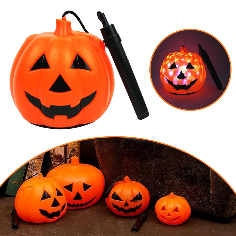 

Pumpkin Lamp Rotating LED Starry Effect Pumpkin Lamp With Sound Halloween Party Decoration Handheld Hanging Music Lamp