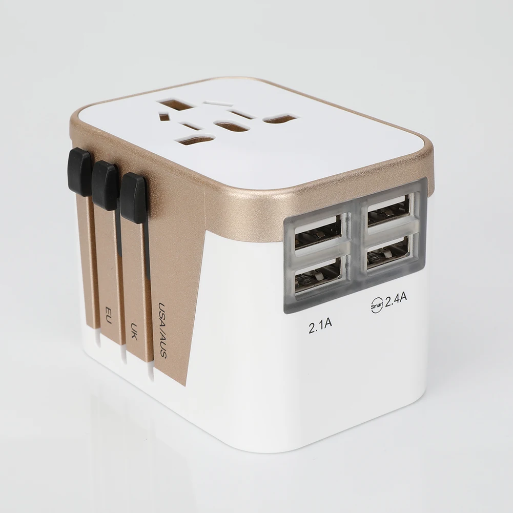 golden Универсальный Мульти-штекер Адаптер зарядное устройство 4usb преобразования штекер за рубежом преобразования гнездо конвертер OC - Цвет: golden