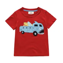 Новая Стильная летняя детская футболка с короткими рукавами из чистого хлопка для мальчиков топы с машинами с героями мультфильмов