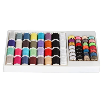 

60 Pcs Polyester All Purpose Multiple Colors Metal Spool Thread Kit for Mini Portable Sewing Machines