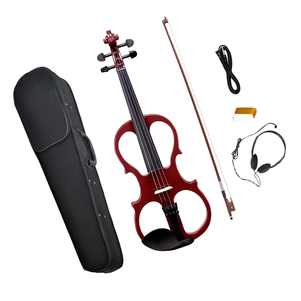 

Novelty Wine Red 4/4 Size Silent Electric Violin Fiddle String Instrument Stage Accessory