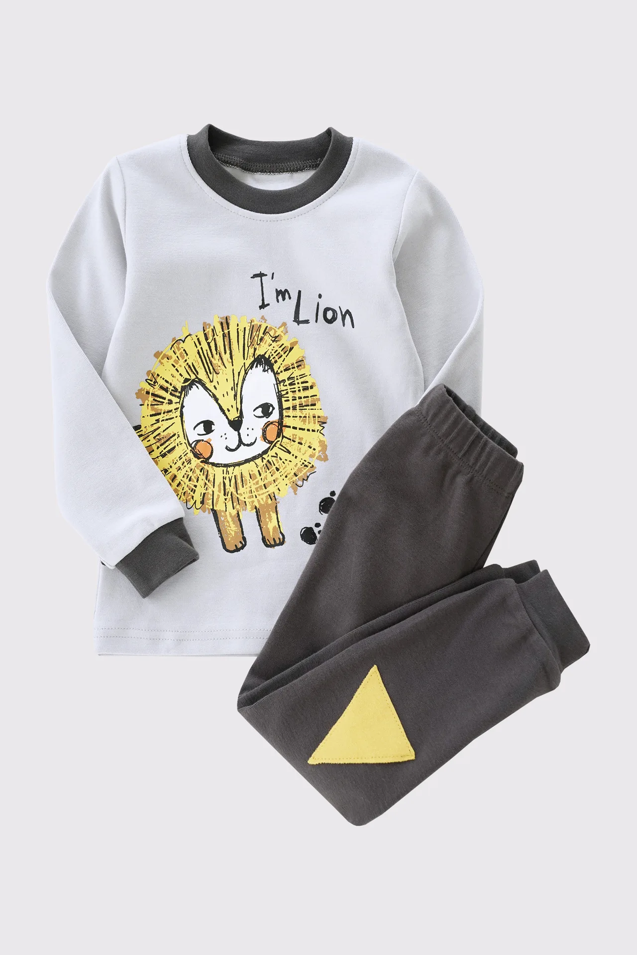 lion Новинка; модный детский домашний костюм с единорогом и динозавром из мультфильма в Корейском стиле; детские пижамы из чистого хлопка; нижнее белье унисекс - Цвет: lion