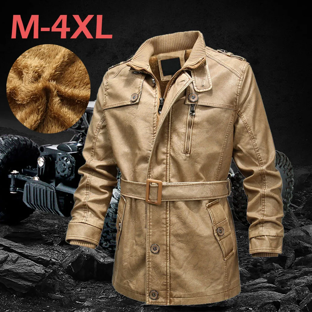 Новая мужская Тонкая кожаная куртка Slim Fit Красивая мотоциклетная мужская кожаная куртка высокая имитация овечьей кожи мужские пальто
