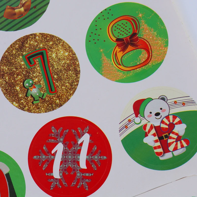 24pcs Christmas Advent Number Stickers Christmas Candy Sealing Sticker Baking Decor Package Label Navidad 2019 Xmas Home Decor