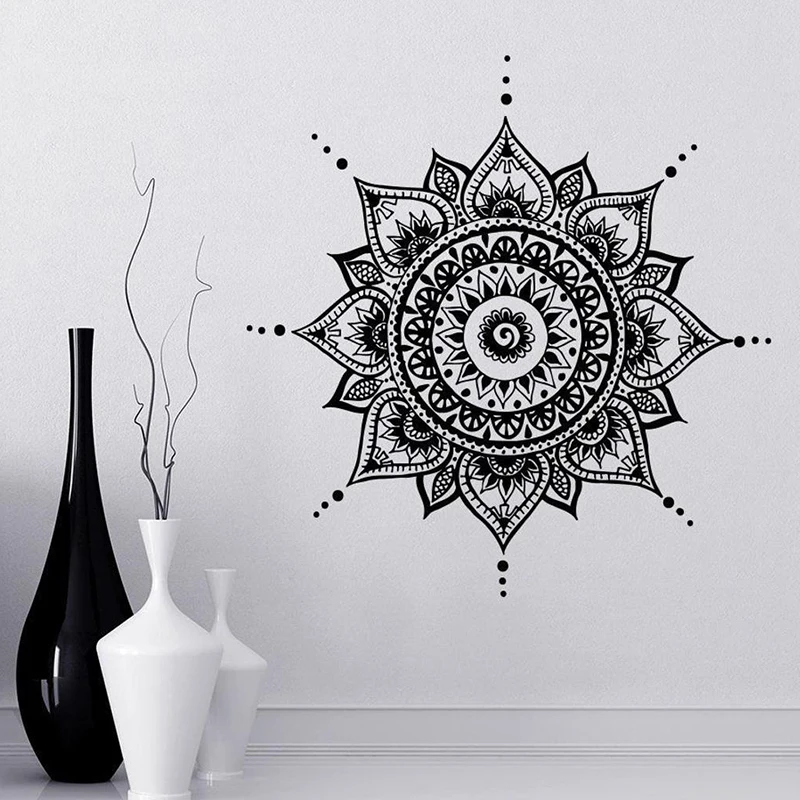 

Mandala Decals Mehndi Vinyl Sticker Bedroom Wall Decal Lotus Flower Boho Indian Decor Yoga Buddha Stickers Waterproof MT29