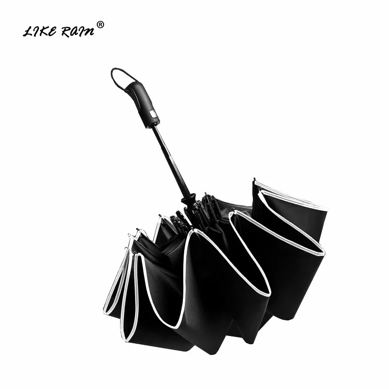 LIKE RAIN Automatic Umbrella Rain For Men Folding Business Umbrellas With Night Strip Wind Resistant Travel Umbrella UBY25