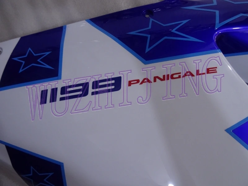 Пластиковые обтекатели для DUCATI 1199 2013 кузова 1199S 12 13 синий белый Звезда Пластиковые обтекатели 889 2012
