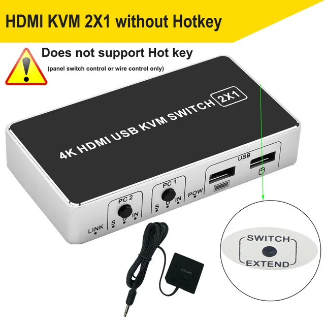 No hot key control USB HDMI 1,4 KVM переключатель управления 4 K HDMI KVM переключатель 4/2 порт 3840X2160P до 4/2 мониторов для mac os. Windows 10 - Цвет: No hot key control
