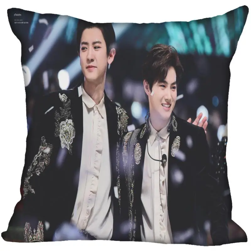 Custom Kpop EXO Printed Square silk Pillowcases 40x40 45x45 50x50 60x60 two Sides Satin Pillowcase Custom Logo - Цвет: 19