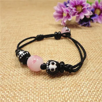 

Japanese style glazed pearl Dharma Sakura beads bracelet in birth year to ward off evil spirits
