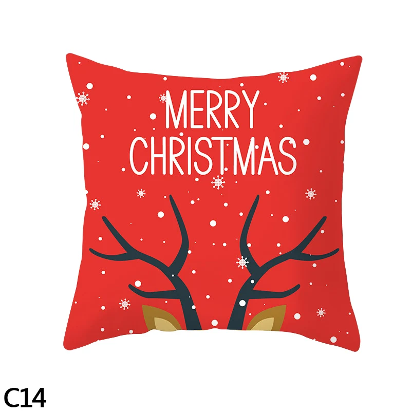 45X45 см красный зеленый хлопок полиэстер наволочка милый олень, Санта диванная Подушка Чехлы Счастливого Рождества спальня домашний декор - Цвет: C14