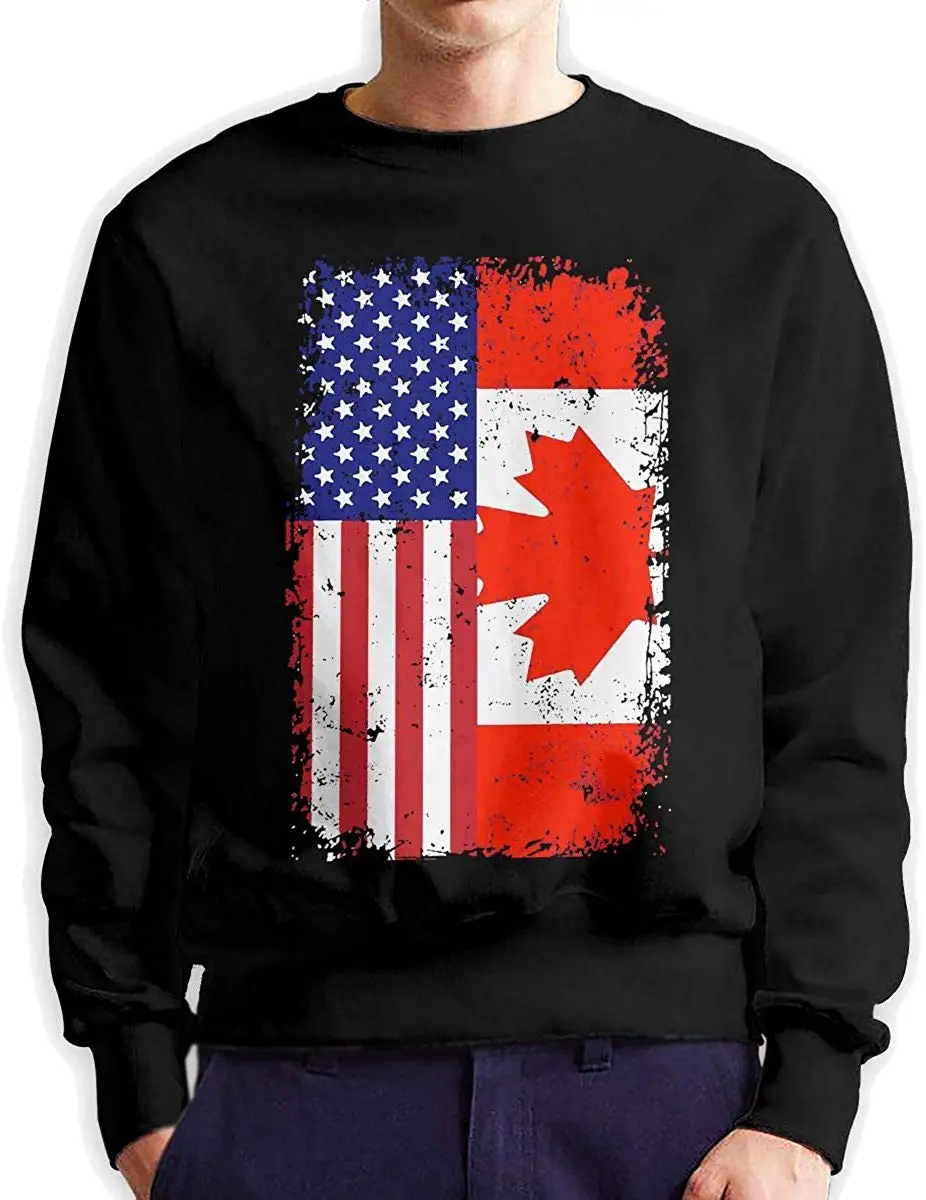 TSDFC канадский американский флаг мужские толстовки пуловер свитер с круглым