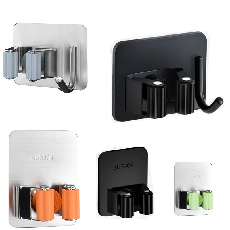 Wall Mounted Mop Organizer Storage Rack Stainless Steel Holder Brush Broom Hangers Mops Hook Kitchen Bathroom | Дом и сад