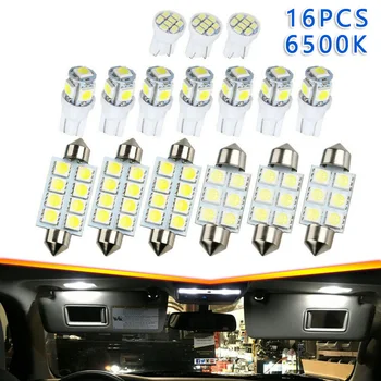 

16pcs/Set Car Lamp Bulb Light Kit 6500K Bright White Error-free Canbus
