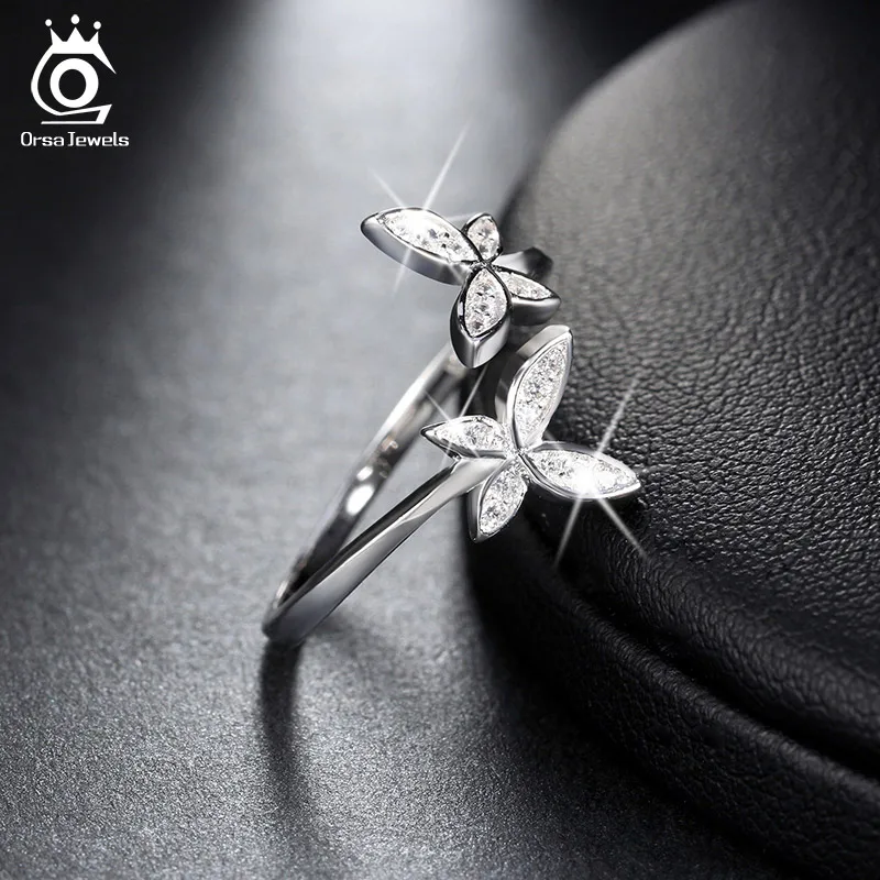 ORSA JEWELS Fashion Silver 925 Adjustable Rings Flower Design