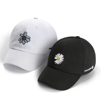 

Women Flower Embroidery Cotton Baseball Cap Boys Girls Streetwear Pop Adjustable Snapback Hip Hop Flat Hat Gorra Hombre Touca