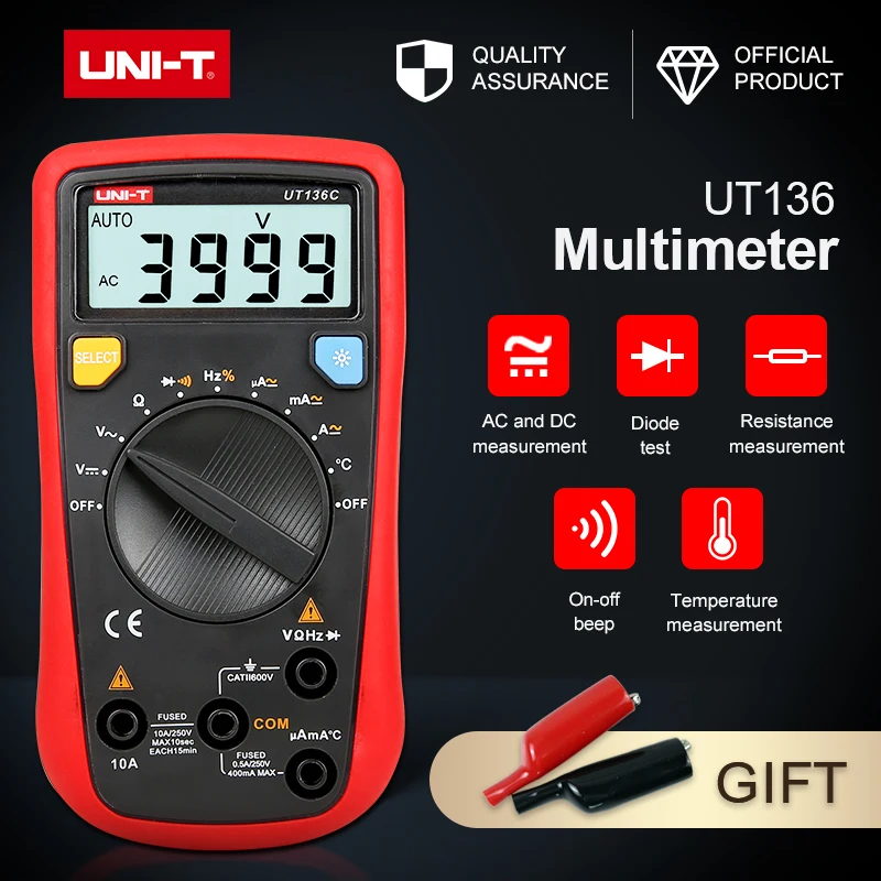 

UT136A/UT136B/UT136D Pocket Auto Range Digital Multimeter Low Power Consumption Circuit / Power Equipment Maintenance