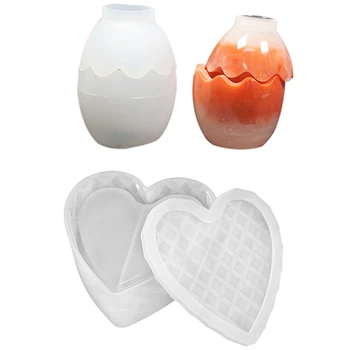 

1Pcs Heart Shaped Cut Jewelry Storage Box Mold & 2Pcs Beauty Egg Storage Box Mold Diy Crystal Drop Glue Mold