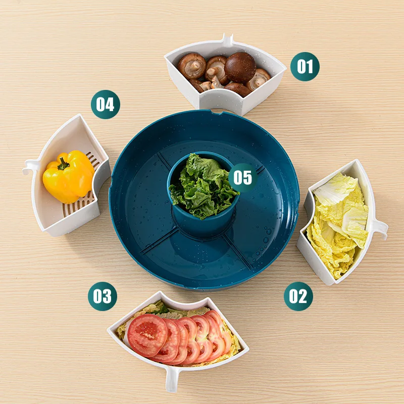 

Hot pot, vegetable basket, plastic basin, fruit plate, multifunctional rotating platter.