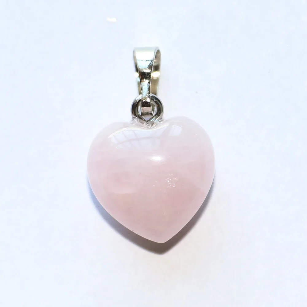 rose quartz 15 мм натуральный камень, сердечко кулон для ожерелья фокус ювелирные изделия аксессуары - Цвет: rose quartz