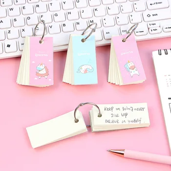 

1 Pcs Unicorn Memo Note Binder Ring Easy Flip Flash Cards Study Notpad Iron Ring Student Mini Portable Word Book Stationery
