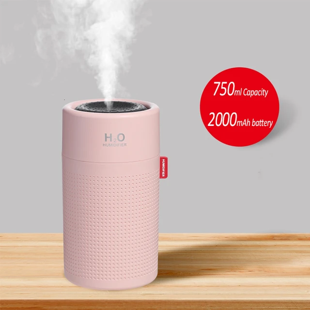 Wireless Air Humidifier USB Portbale Aroma Diffuser 2000mAh Battery Rechargeable Umidificador Essential Oil Humidificador 750ML Pink