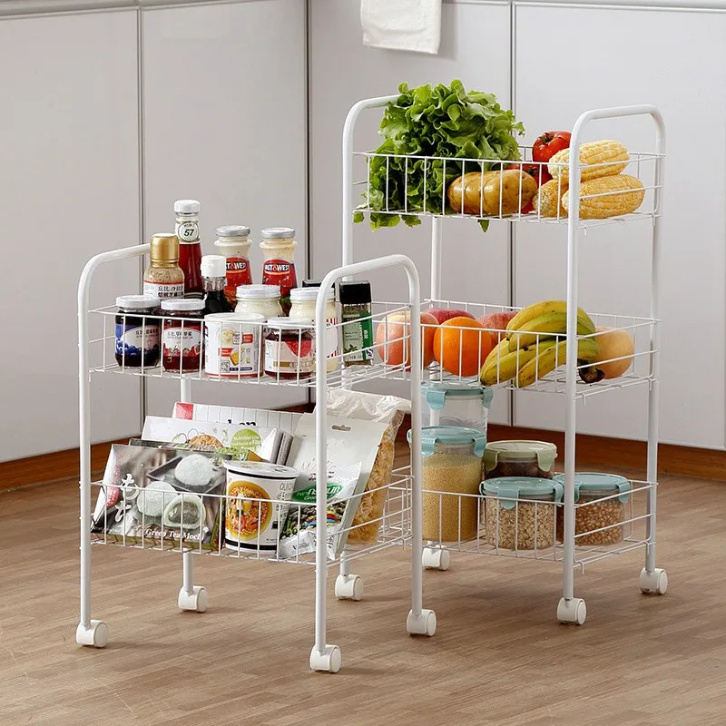 

2019 Kitchen Storage Rack Slide Trolley Rack Narrow Space Kitchen Storage Holder Storage Organizer Shelf with Wheels