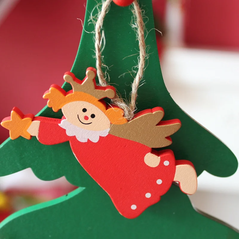 DIY деревянный комплект для рождественской елки с 6 подвесными украшениями рождественские подарки для детей преддошкольного возраста Рождественский Настольный Декор