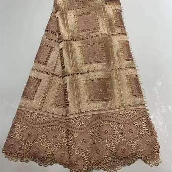 

Top Sale African Cord Lace Fabric peach color Nigerian Guipure Cord Lace Fabric Latest French Guipure Lace Fabric For Dress Sews