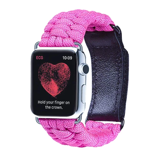 pink Ремешок для apple watch, ремешок 42 мм, 38 мм, версия apple watch 4 браслет 44 мм 40 мм наручных часов iwatch, 4/3/2/1 для путешествий нейлоновый зонтик ремень - Цвет ремешка: pink