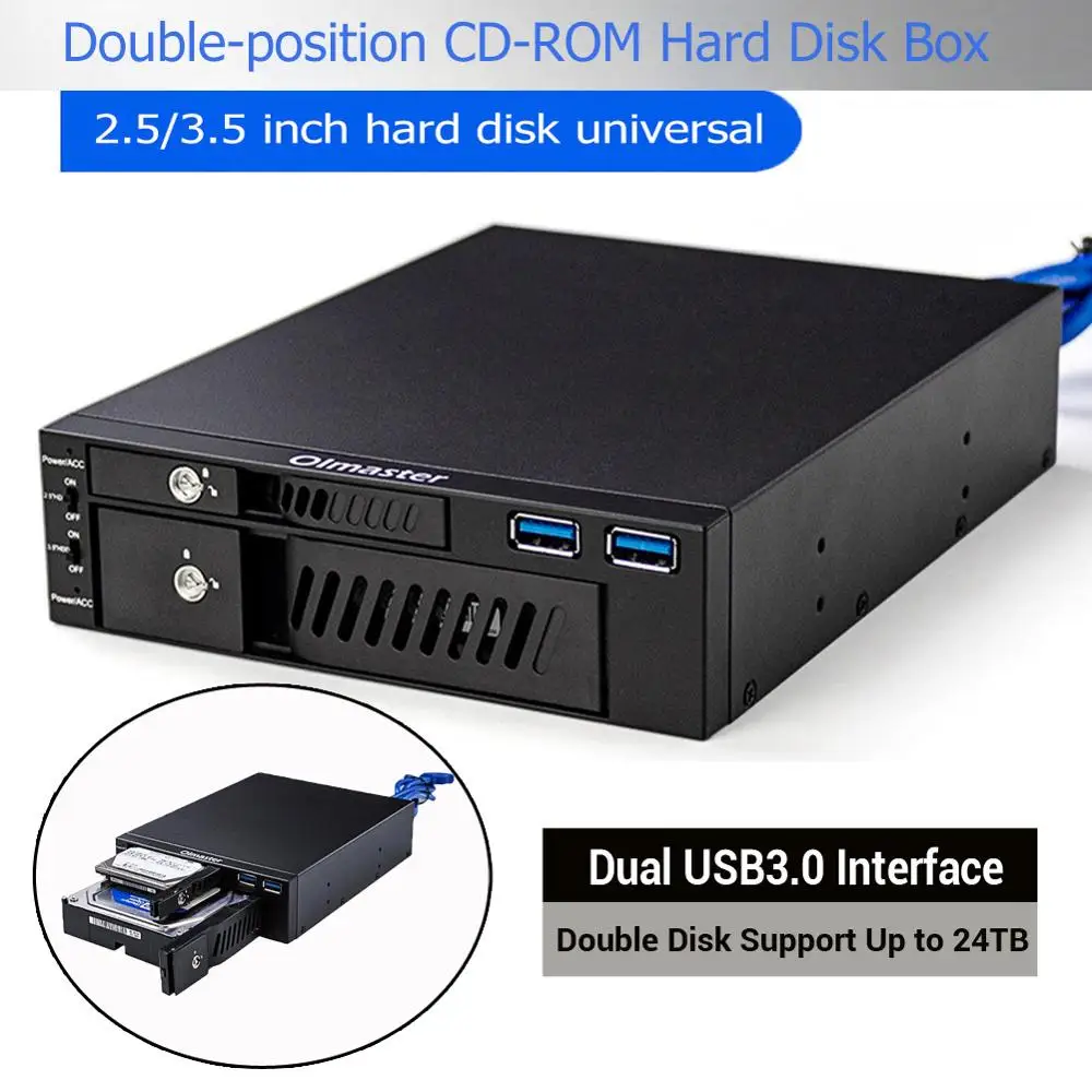 Cena Oimaster 2.5 3.5 cala wewnętrzny dysk twardy obudowa na ssd Box podwójny USB3.0 napęd optyczny regał mobilny stacja dysk twardy obudowa na pulpit pc