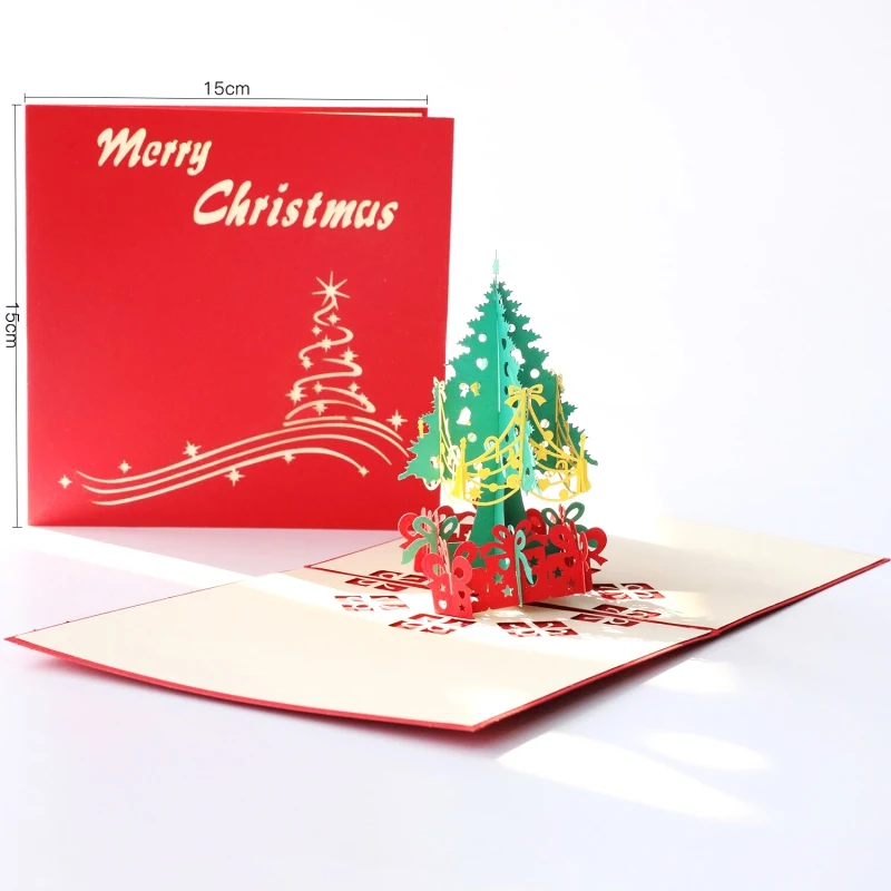 Рождественские уникальные праздничные открытки, открытки, 3D всплывающая Рождественская елка, открытки с конвертом, приглашения на год, фестиваль